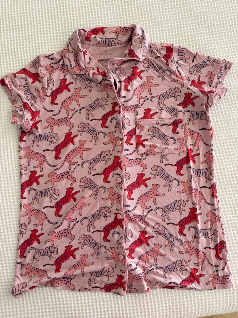 Tommy John Downtime Pajama Set Pink Leopard Tiger Print Size S